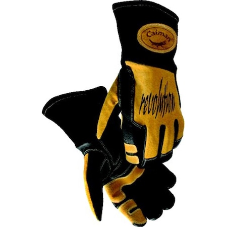 Caiman Revolution Welding Gloves For Mig-Stick Welding, Revolution Ii Black Gold Lg CA390942
